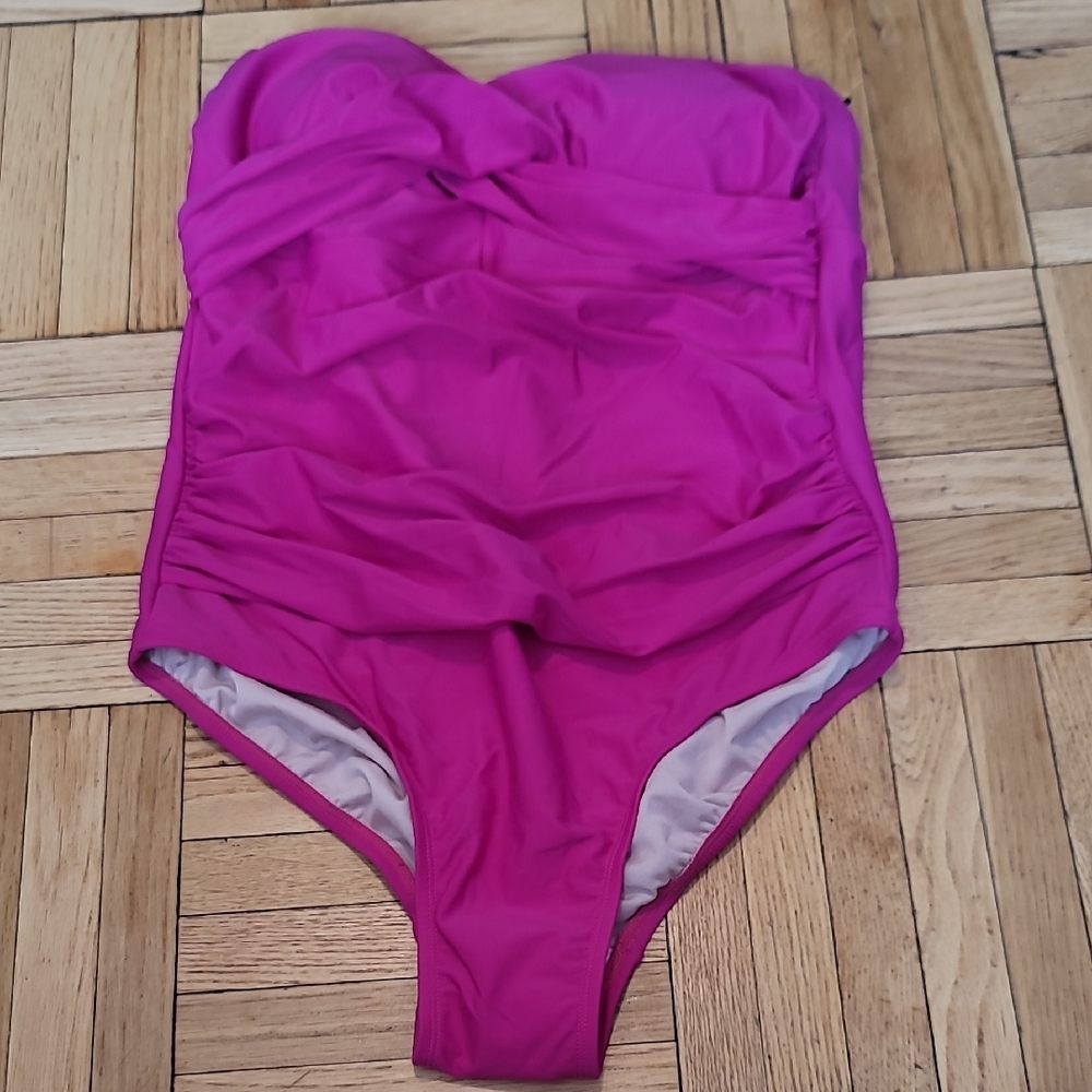 Kona Sol Fuchsia Strapless One Piece Swimsuit